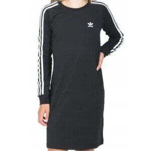 Adidas Black & White Three Stripe Sweatshirt Dress Junior Medium